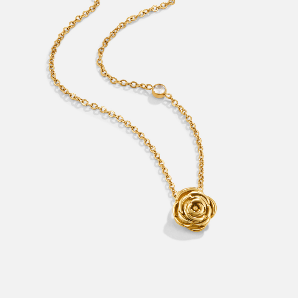 Collana con Ciondolo Rosa Dorata