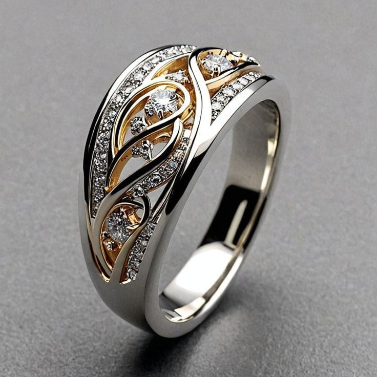 Anello Classico Bicolore a Treccia