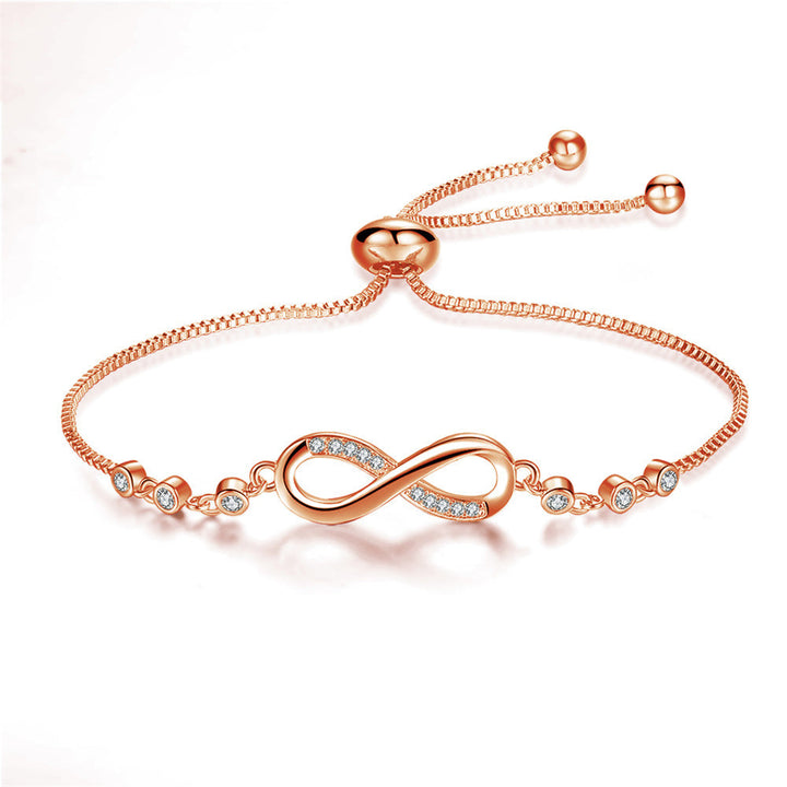 Bracciale regolabile chic in oro rosa a forma dell'infinito