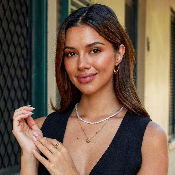 Collana con Ciondolo Rosa Dorata
