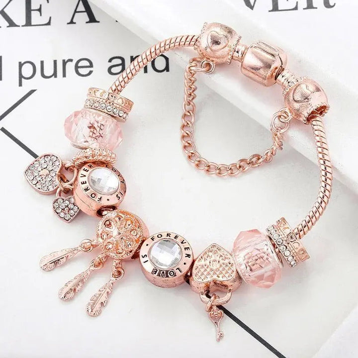 Bracciale Acchiappasogni Rosa con Charm in Argento Sterling