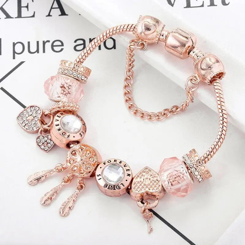Bracciale Acchiappasogni Rosa con Charm in Argento Sterling