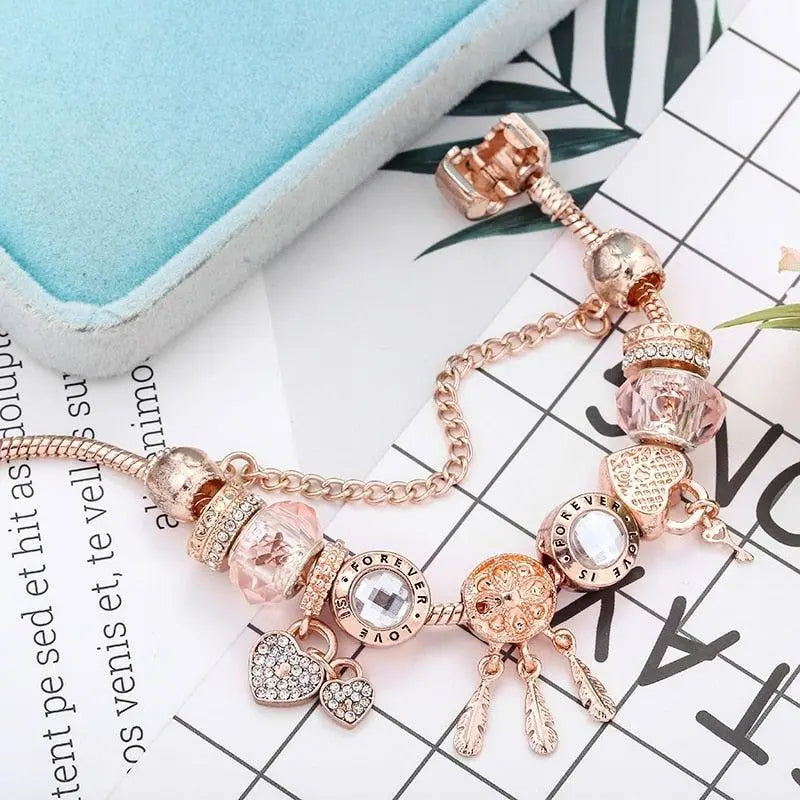 Bracciale Acchiappasogni Rosa con Charm in Argento Sterling