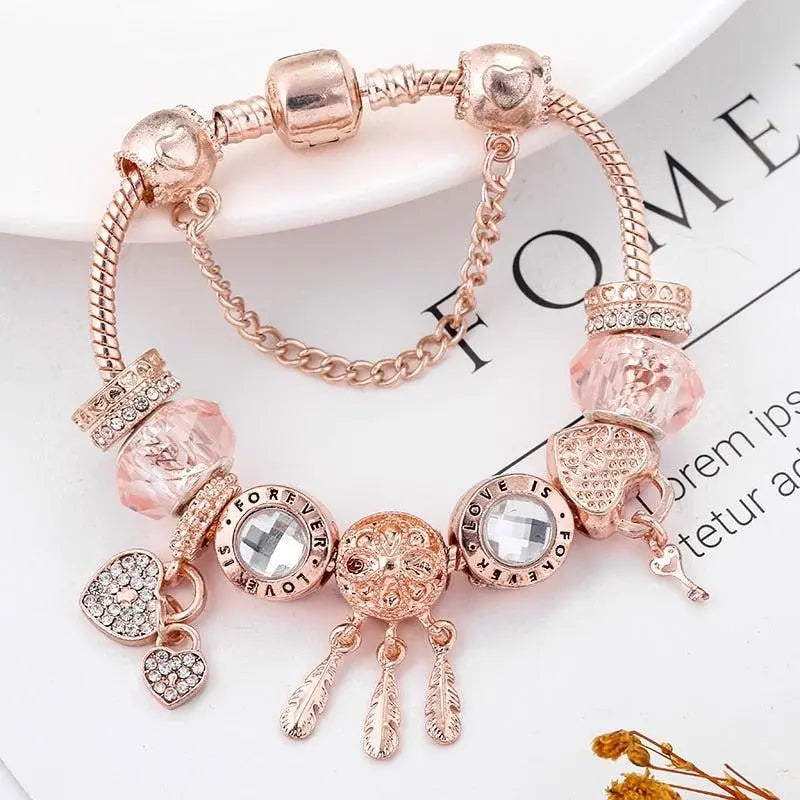 Bracciale Acchiappasogni Rosa con Charm in Argento Sterling