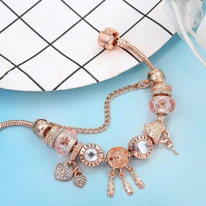 Bracciale Acchiappasogni Rosa con Charm in Argento Sterling