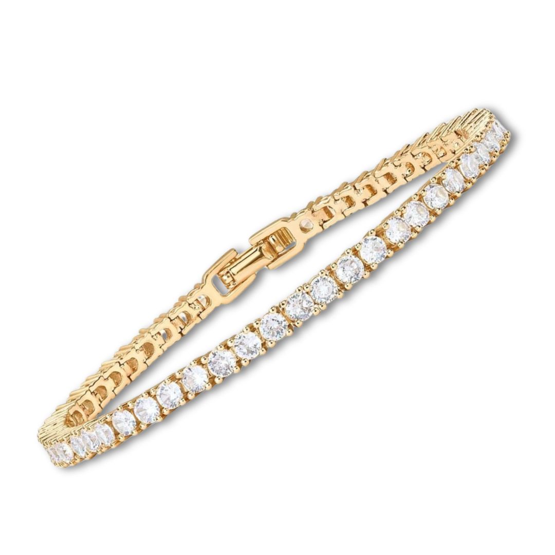Bracciale tennis placcato oro con moissanite