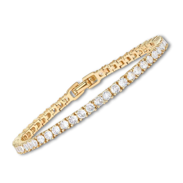 Bracciale tennis placcato oro con moissanite