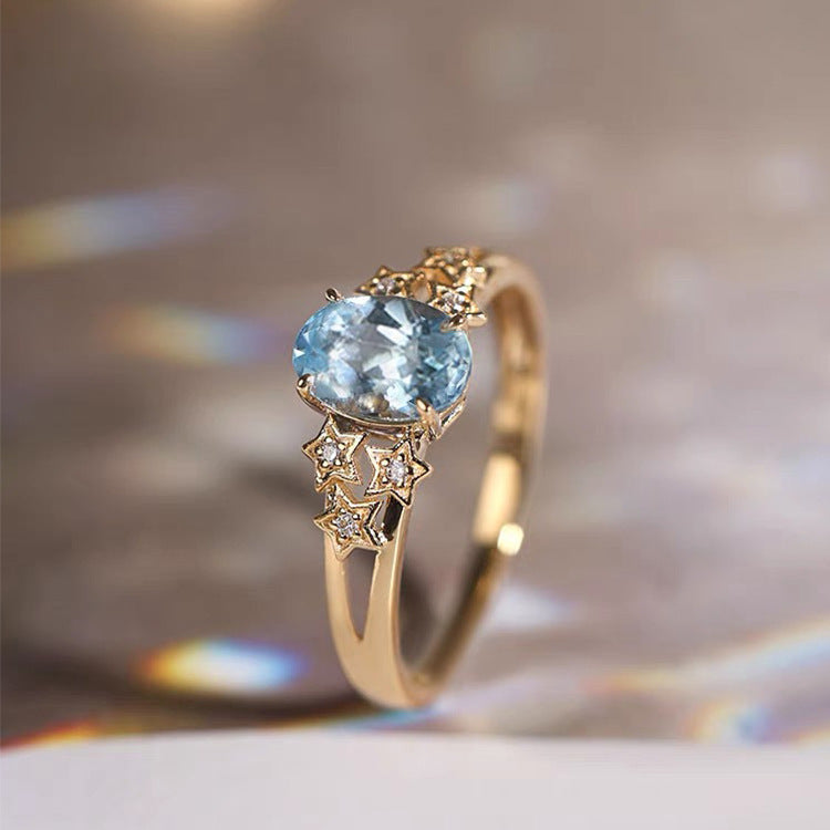 Anello esclusivo in oro con cristallo blu