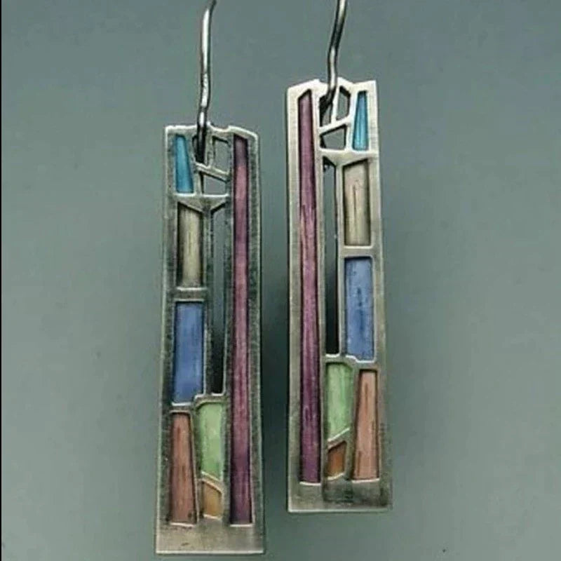 Orecchini Vintage in Argento Multicolore