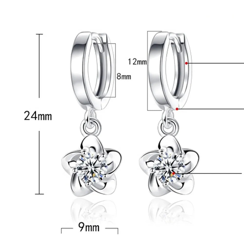 Orecchini in Argento Sterling con Zirconi Viola e Bianchi