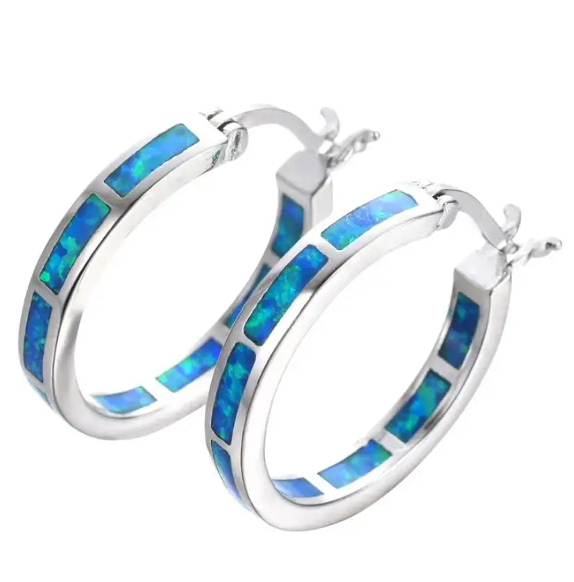 Orecchini Halo con Opale di Fuoco Blu
