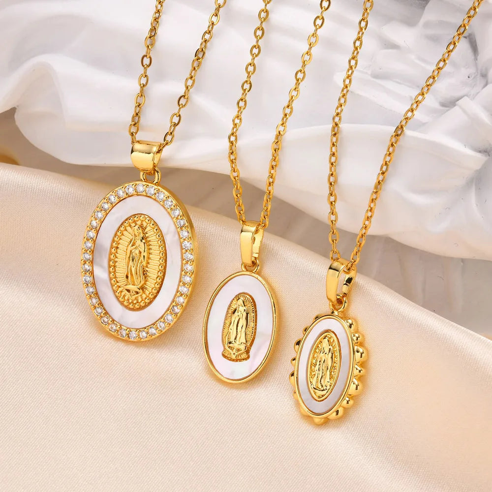 Collana con Medaglia Ovale della Vergine in Oro