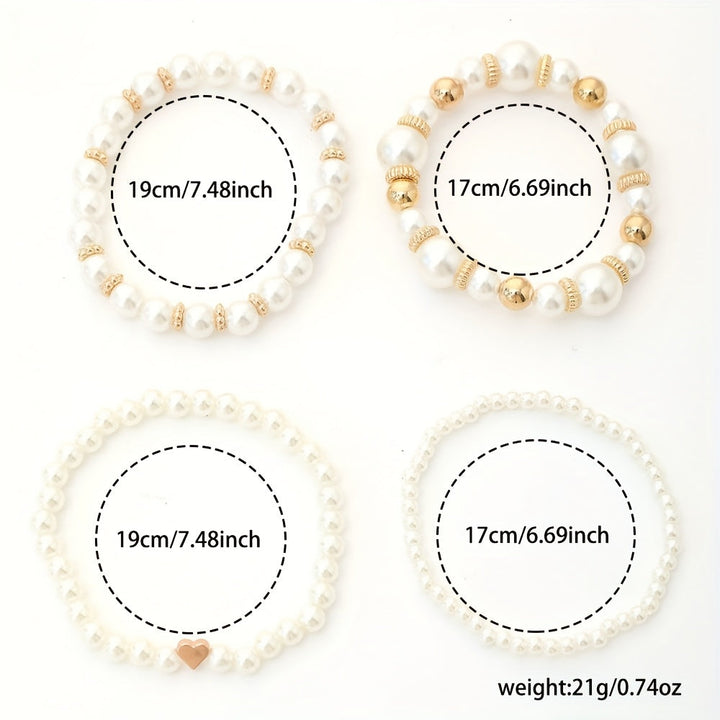 Set di bracciali eleganti a cuore con perle