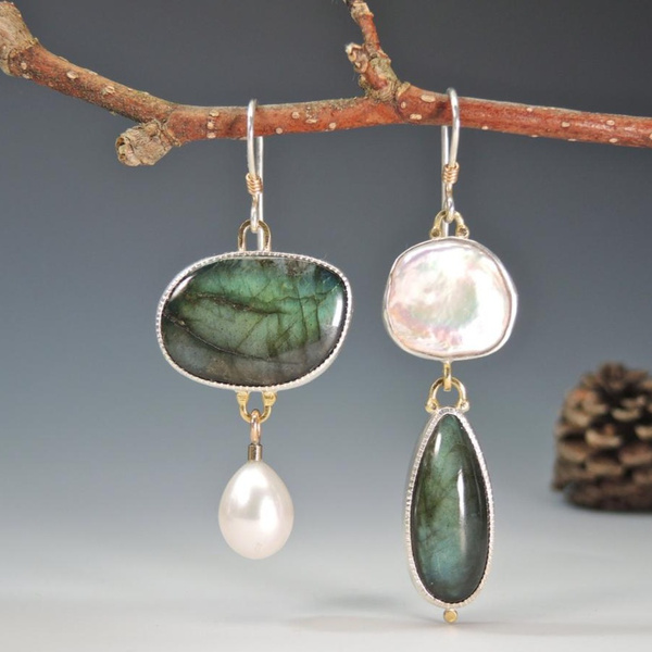 Orecchini in argento vintage con pietre naturali