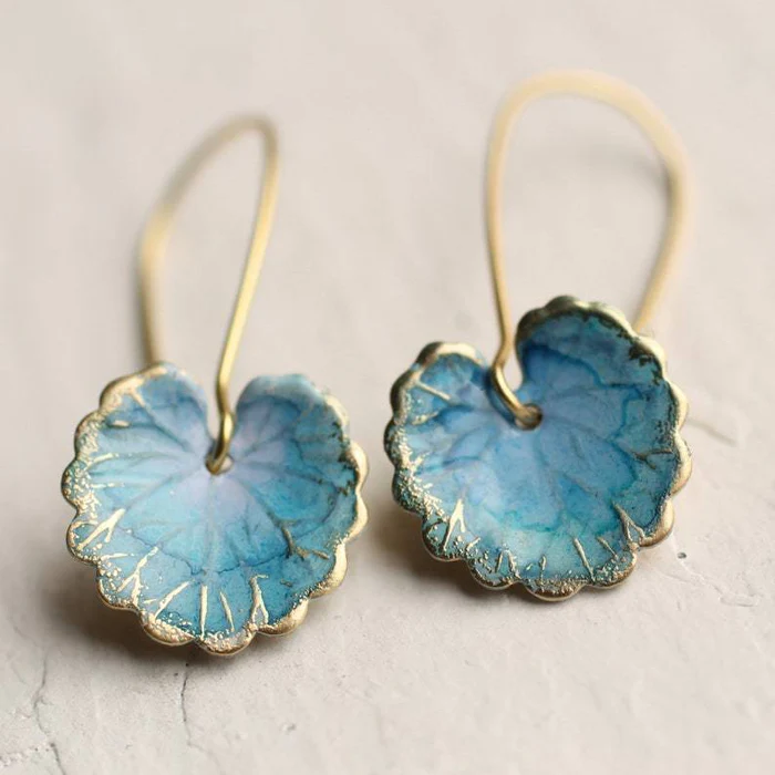 Orecchini Vintage a Foglia Blu