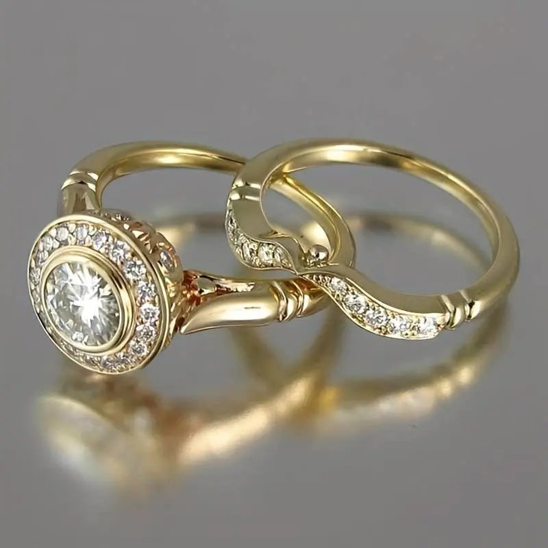 Set di Anelli Vintage in Oro con Zirconi