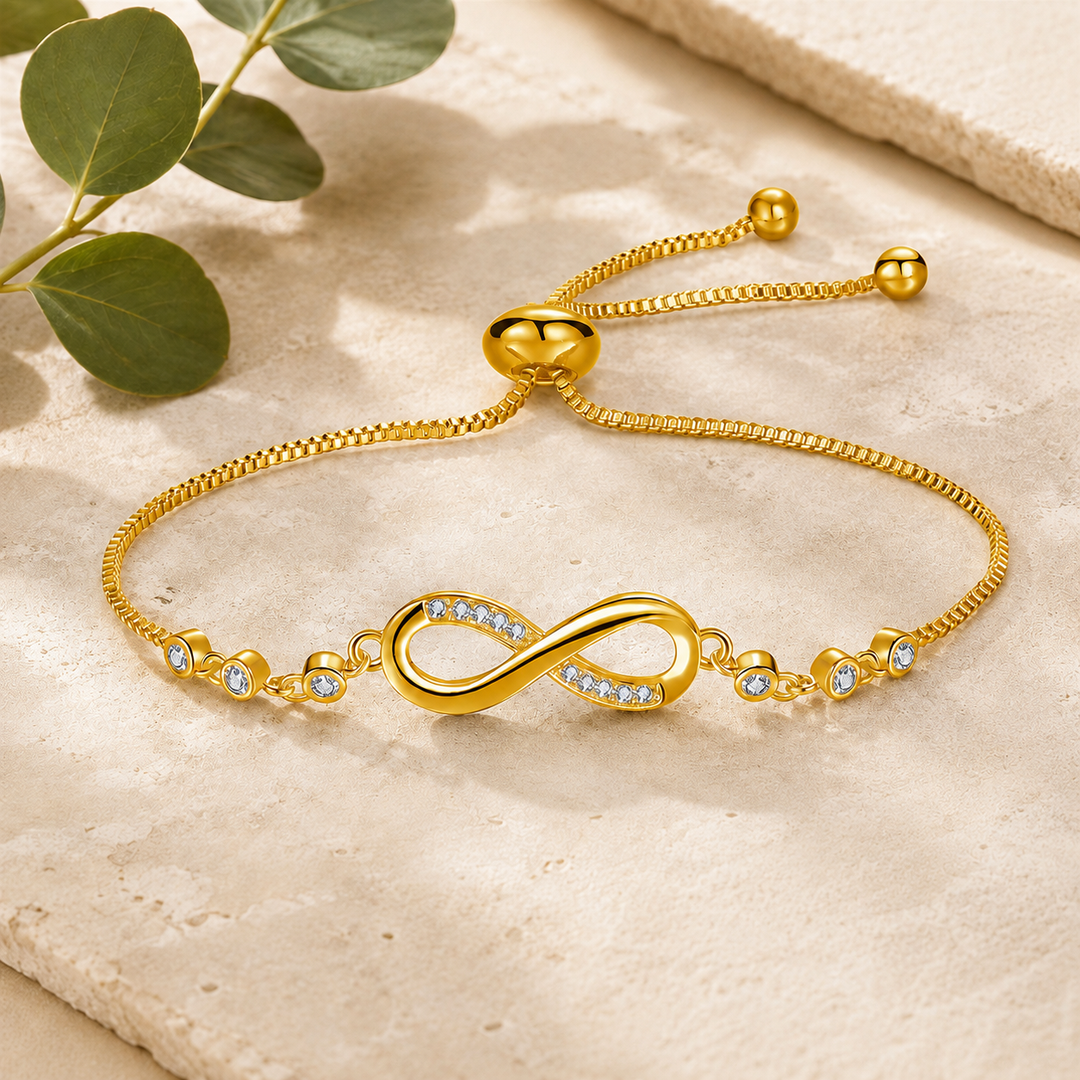 Bracciale regolabile chic in oro rosa a forma dell'infinito