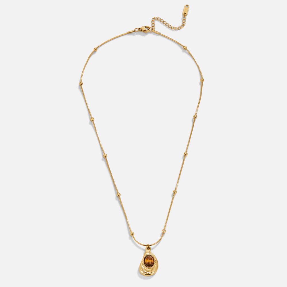 Collana Elegante in Oro con Pietra Occhio di Tigre