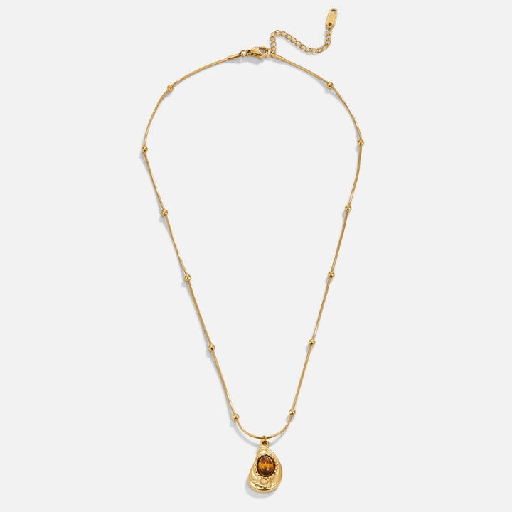 Collana Elegante in Oro con Pietra Occhio di Tigre